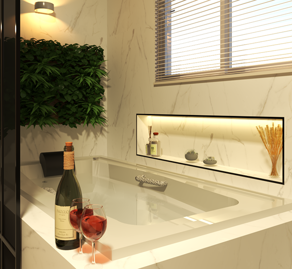 Quarto simples com banheira integrada-7