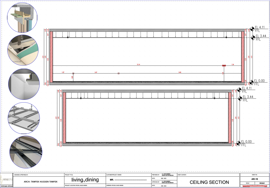 客厅与餐厅施工图丨卡塔尔多哈-9