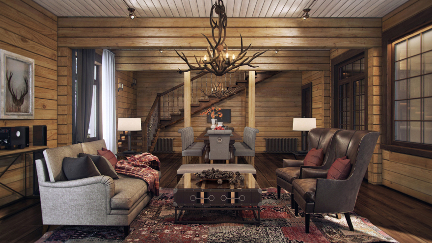 包含客厅和水疗室的复古风木屋设计-14