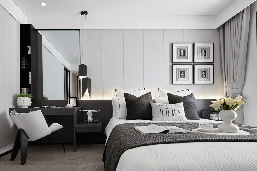 80㎡黑白设计样板间,简约即是美! 九度空间软装设计-24