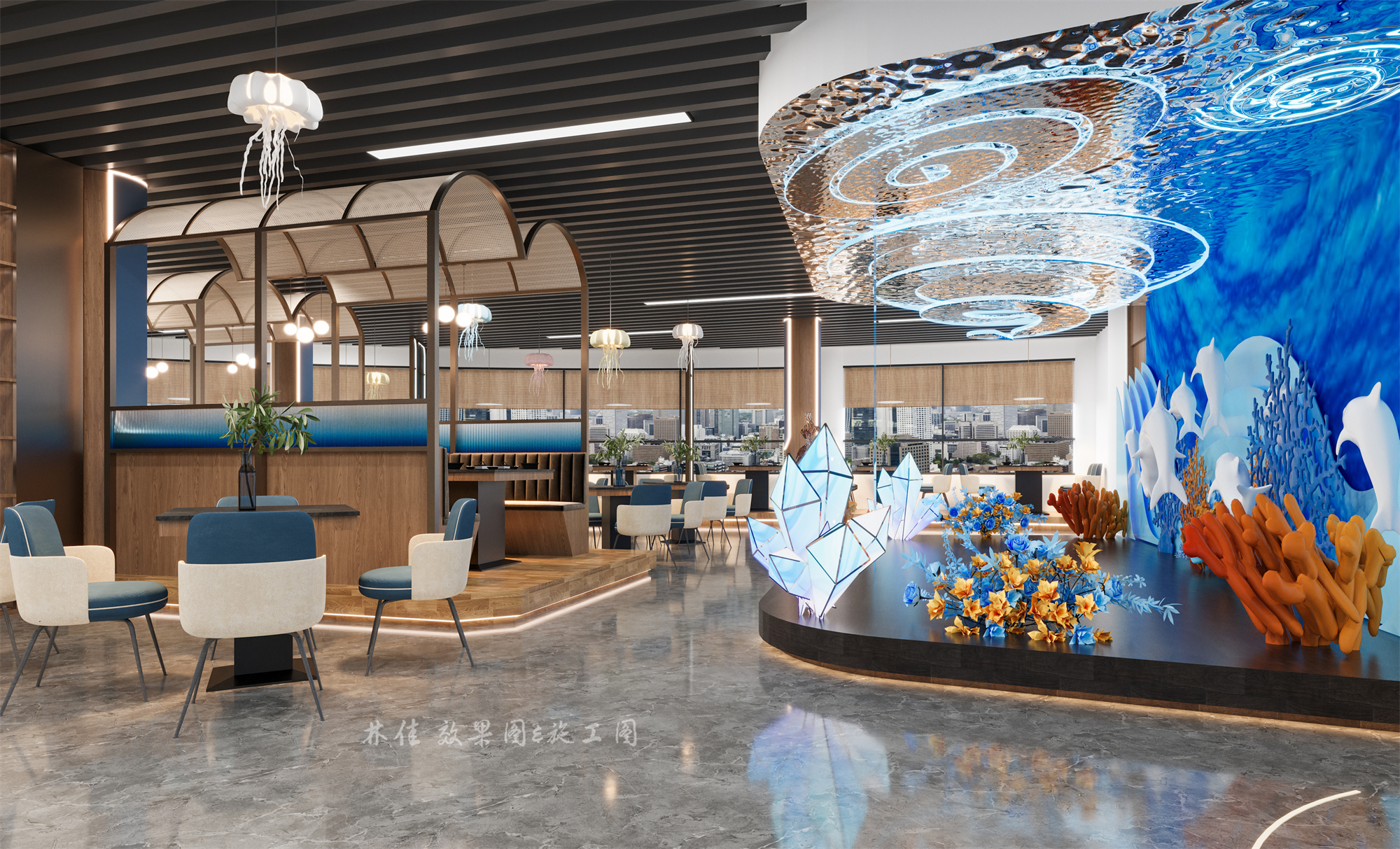 海鲜餐厅设计||高级又有质感的主题餐厅-3