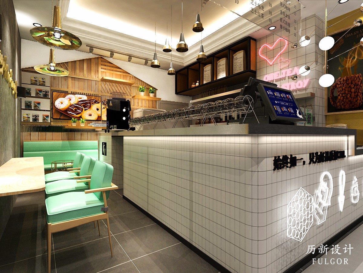 沈阳壹一茶甜新式轻奢奶茶店装修设计案例 历新设计-7