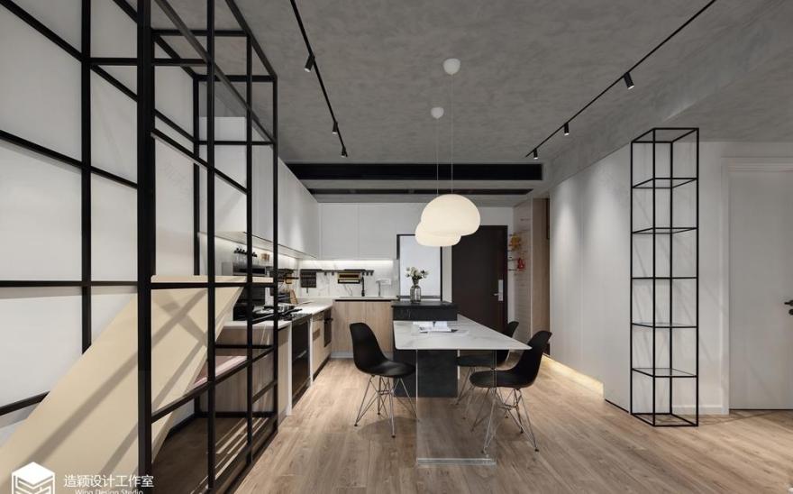 85㎡工业风新居 | 水泥艺术漆、开放式餐厨、亲子互动空间-5