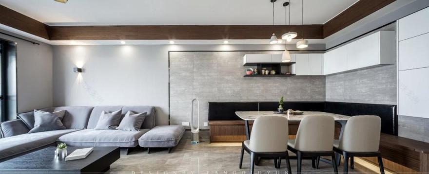 灰色调开放式家居设计,巧妙收纳空间利用-6