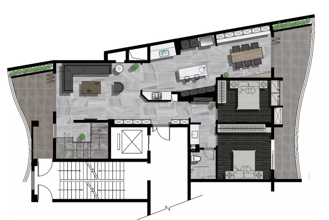 黑白极简,打造 330㎡顶层复式梦空间-30