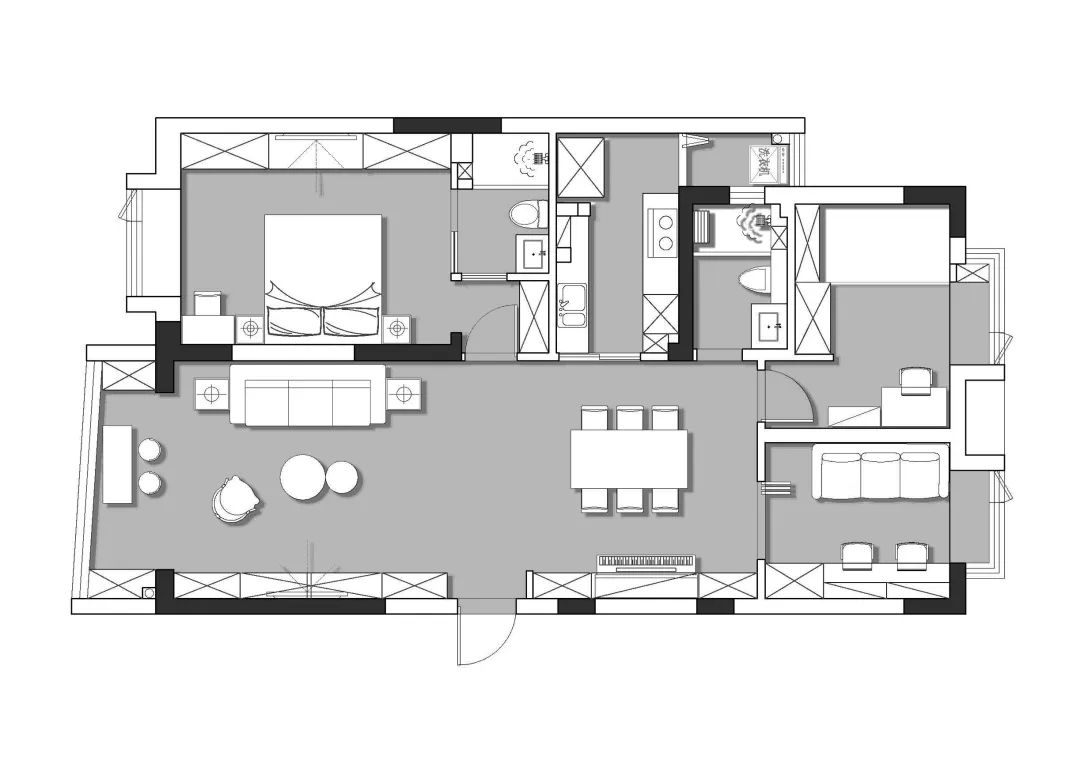 高级黑灰木元素，打造 100 平简约温馨家-9