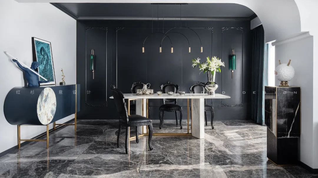 红杉创意设计 | 西安 360㎡现代家居，巧妙融合多种文化元素-42