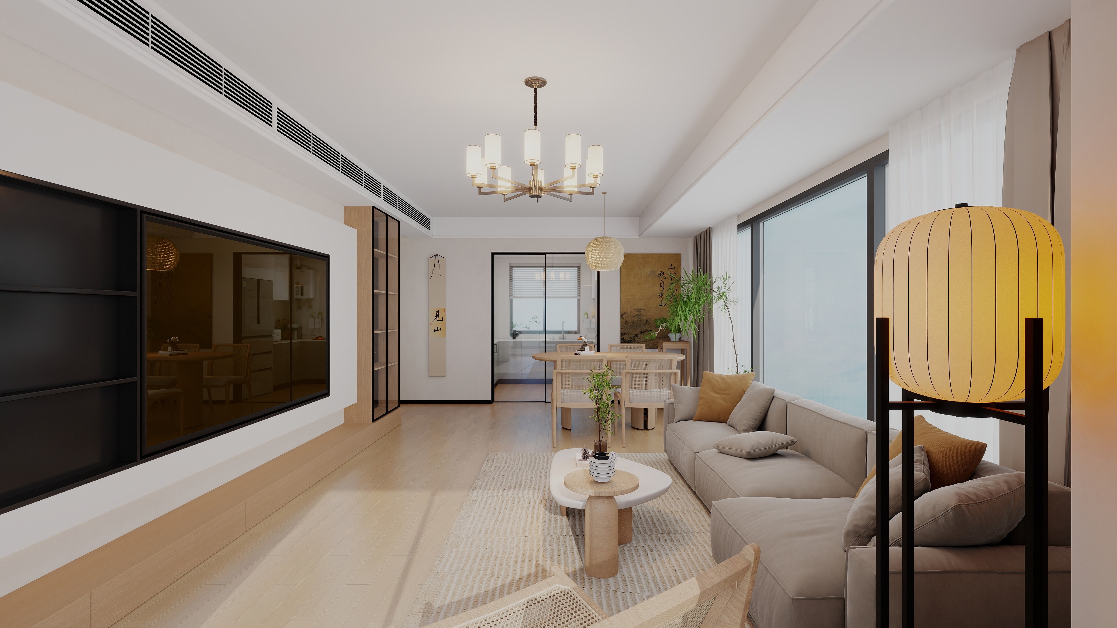 正弘毓秀·129㎡新中式原木极简大平层-8