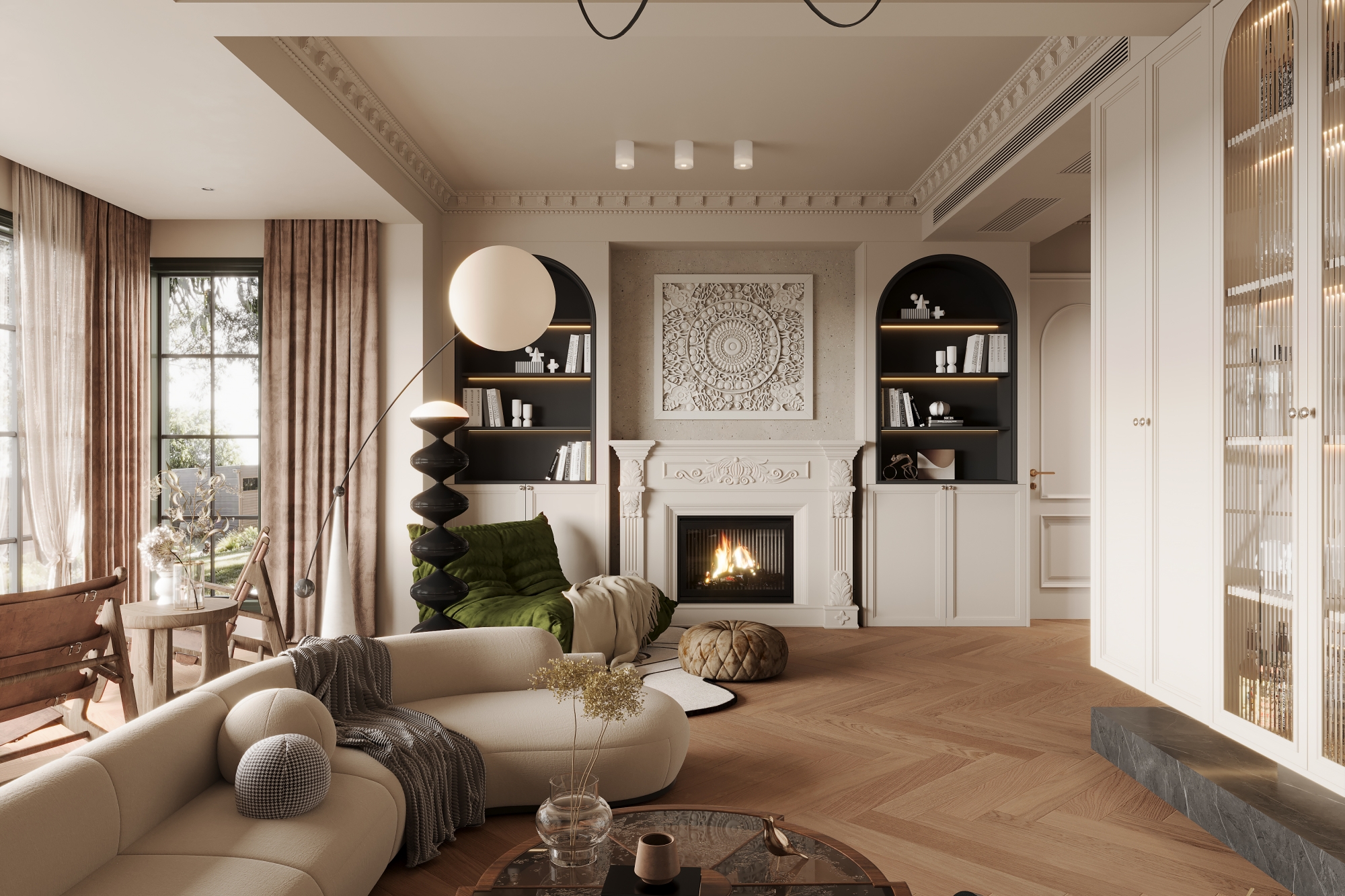 复古雕花 + 现代软装：优雅又松弛的混搭风家居-0