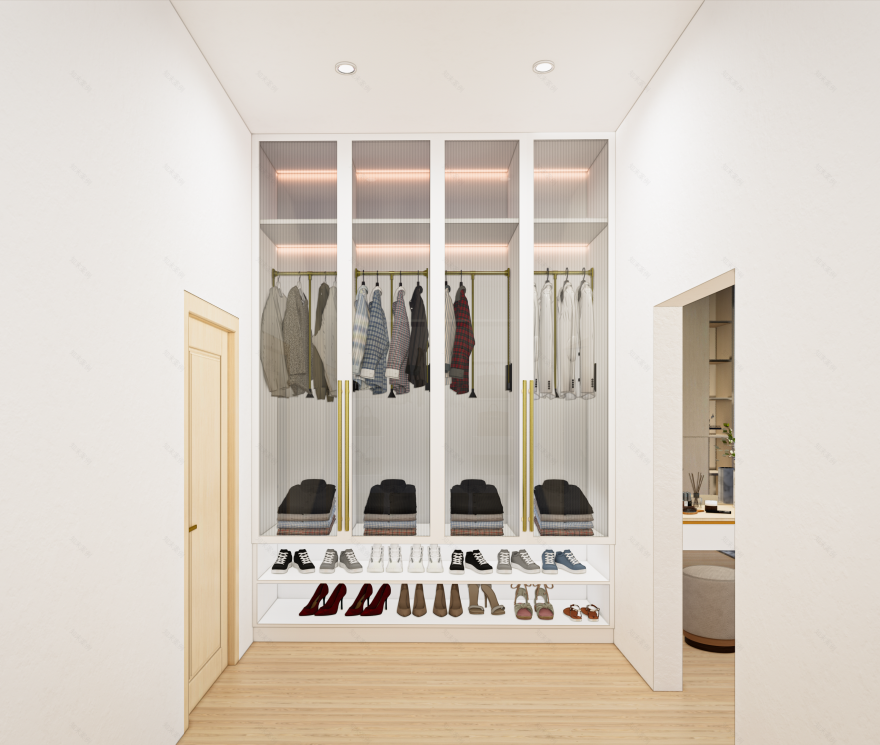 现代优雅带工作区主卧设计-9