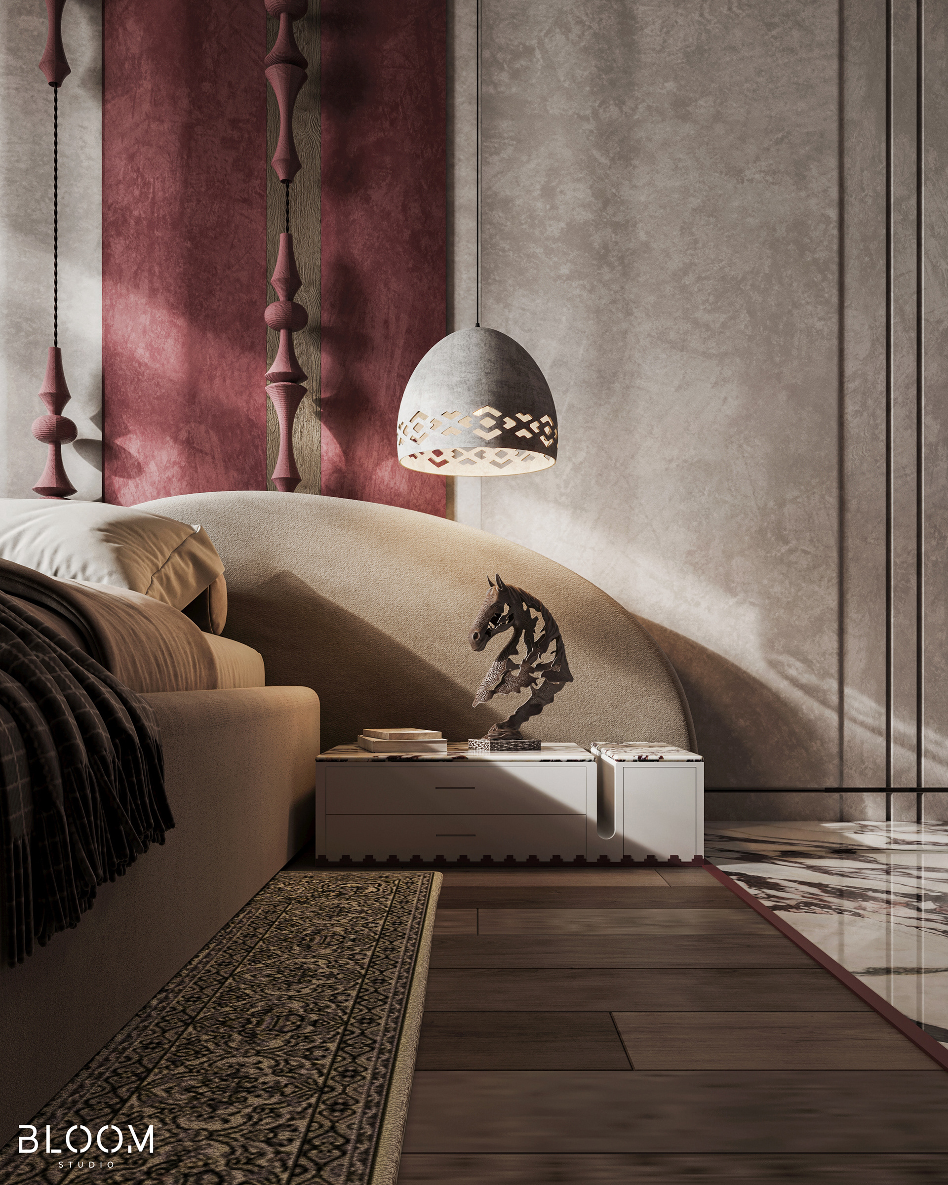 海福卧室（注：这里HAIF可能是一个品牌名之类的，音译为海福，若有具体背景信息可替换为更合适的译法）丨阿曼丨Bloom Studio-18