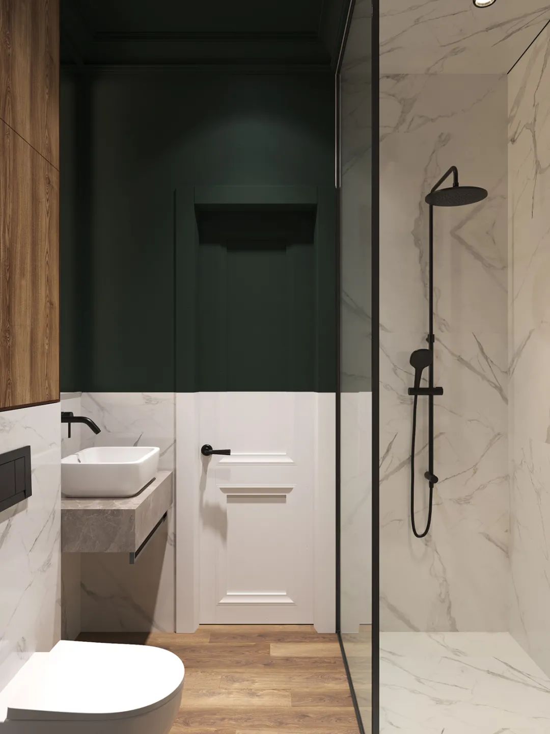 莫斯科 66㎡莫兰迪简约风公寓,玻璃隔断打造开放式空间-67