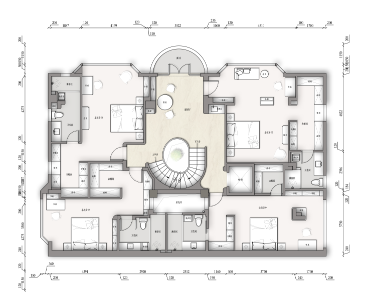 重庆紫檀庄园1300m²曲境别墅丨中国重庆丨美及空间设计-94