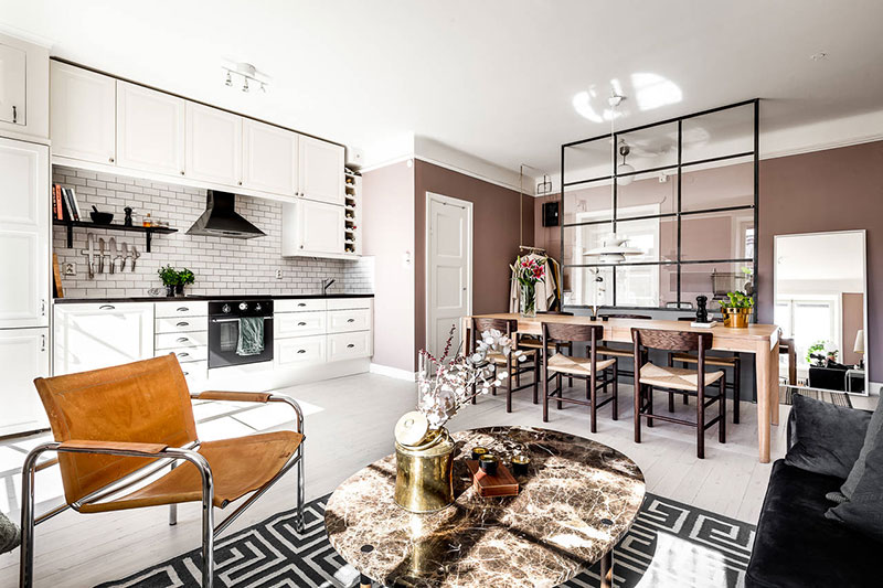 斯堪的纳维亚风情的 salmon 色小公寓-4