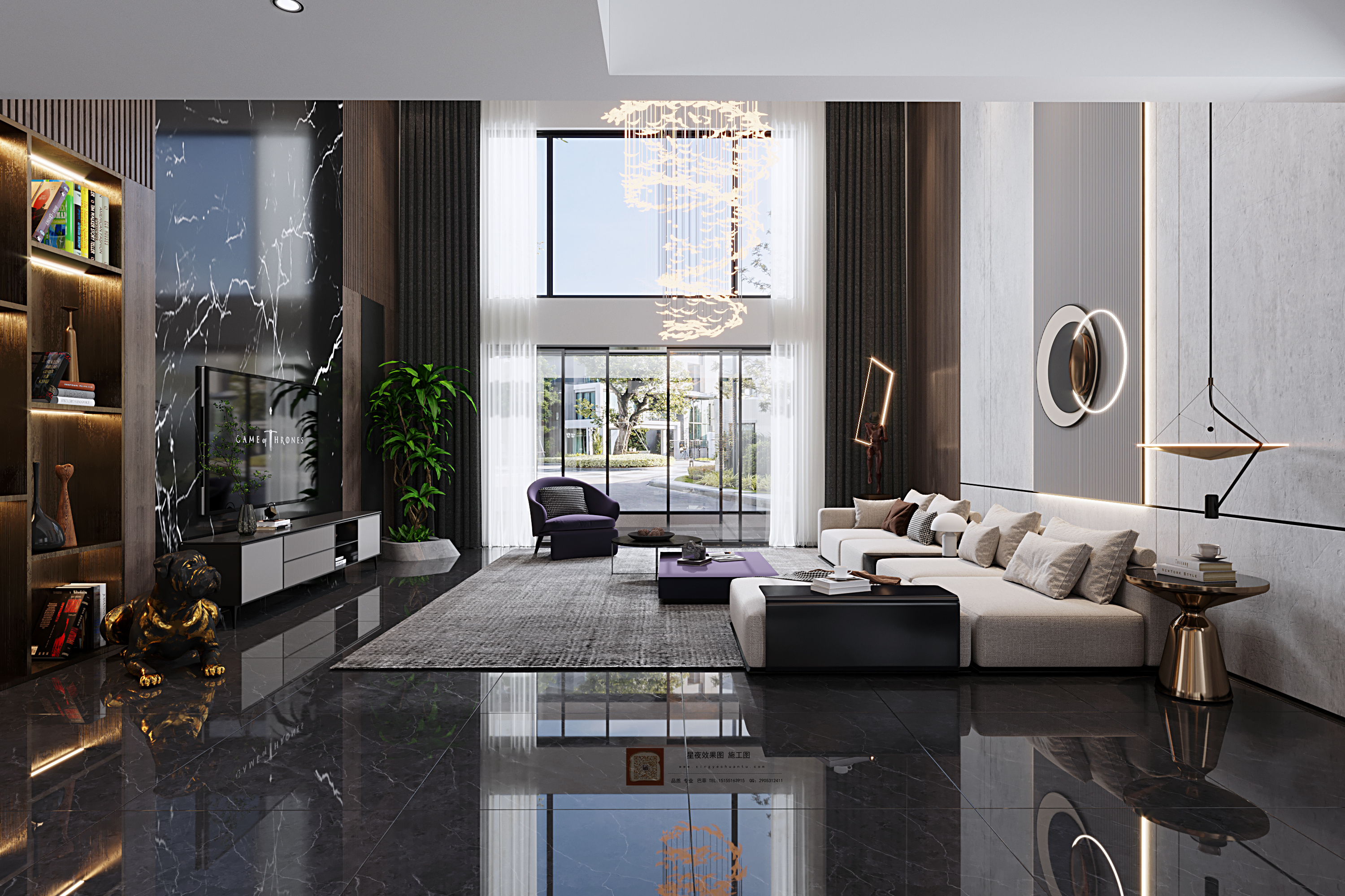 高级黑诠释自由精神·大平层豪宅设计-15