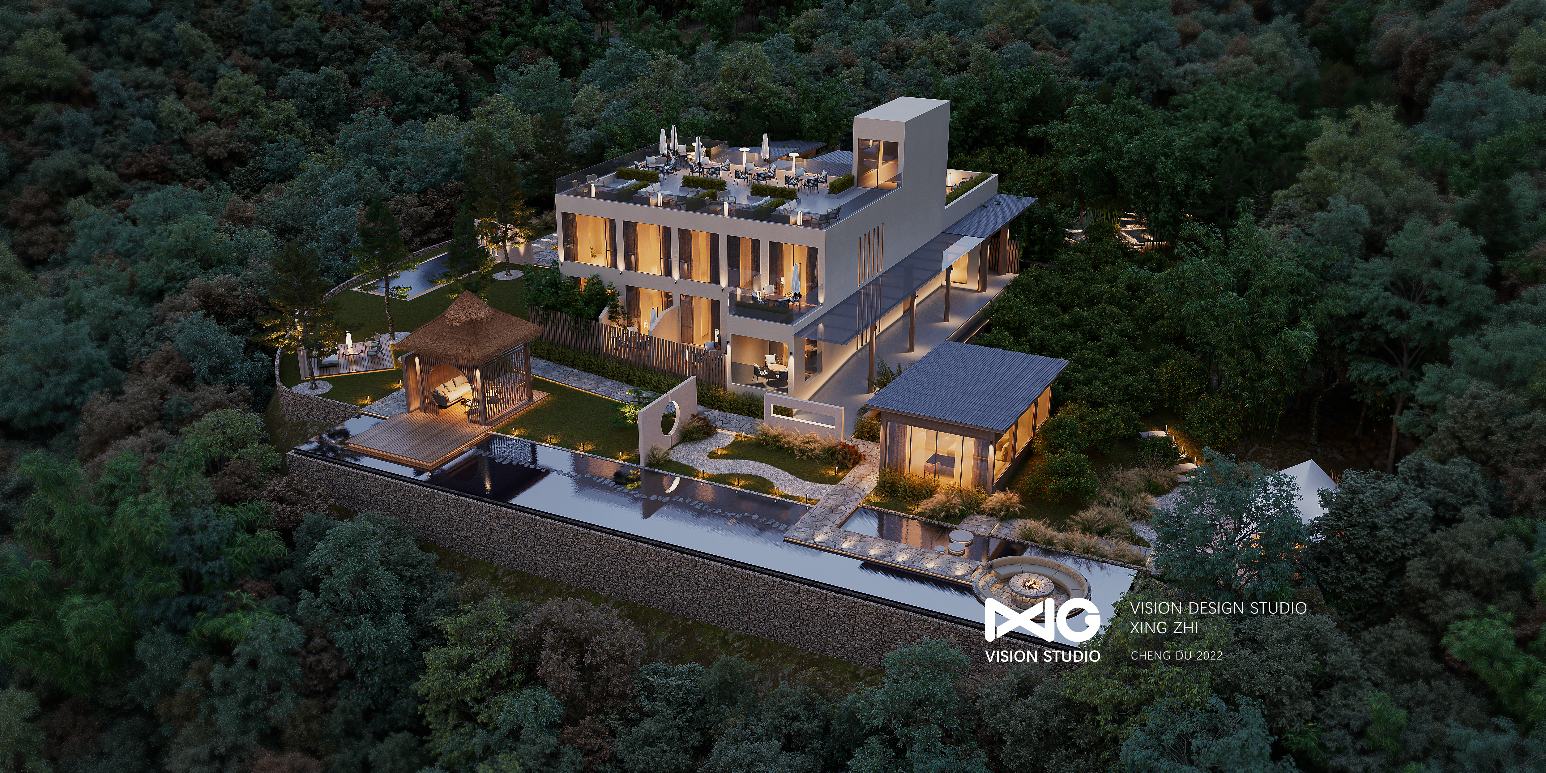 商业景观表现/ 景观 成都民宿 / 壬寅年·丁未月作-3