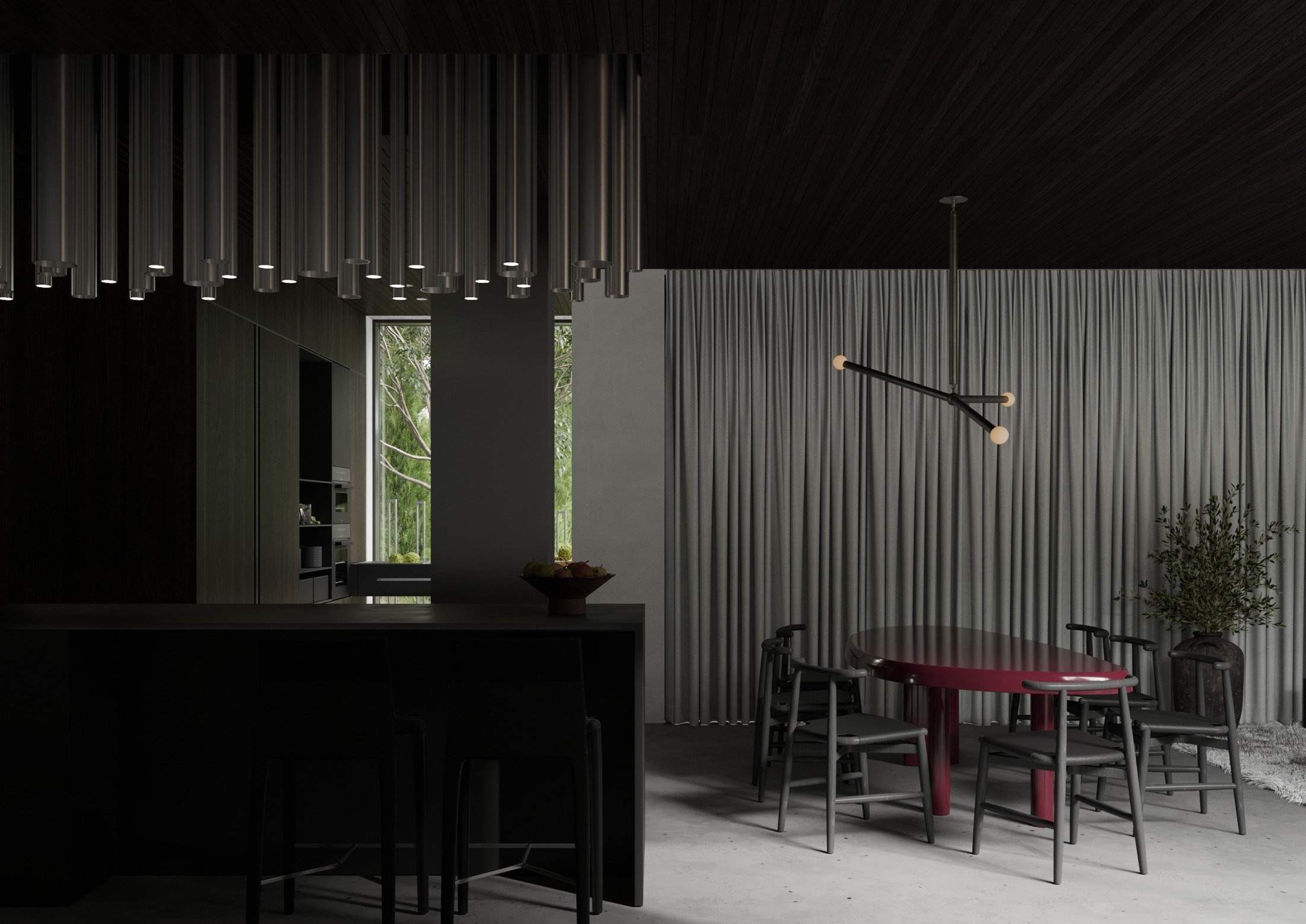 352㎡深色系住宅设计 超有品味的设计-7