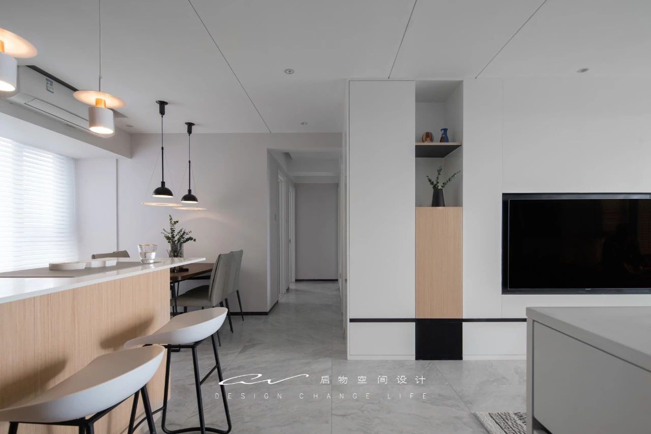南山 110㎡简约之家,隐藏管线、吧台设计、一墙多用电视墙-26