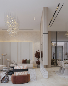 简约风客厅与餐厅丨阿联酋阿布扎比丨MENNA TAREK