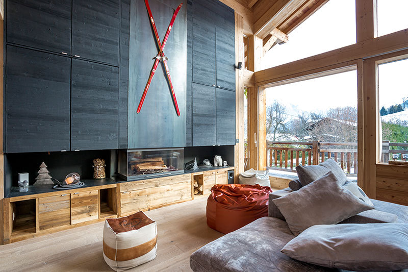 法式阿尔卑斯山现代红 ski Chalet-4