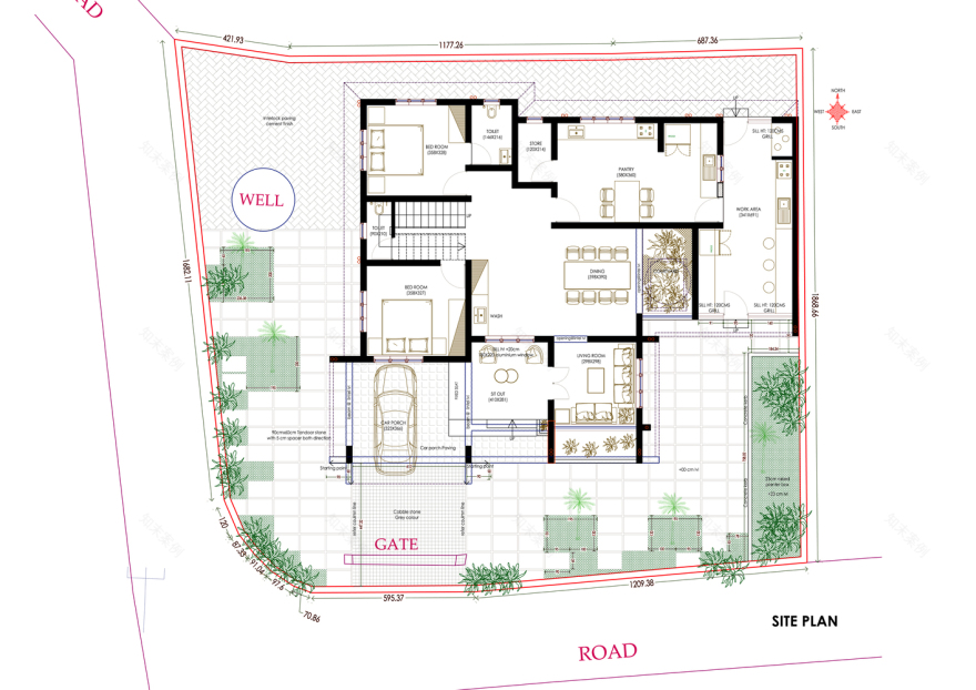 印度砖屏别墅丨HONEYCOMB architects-45