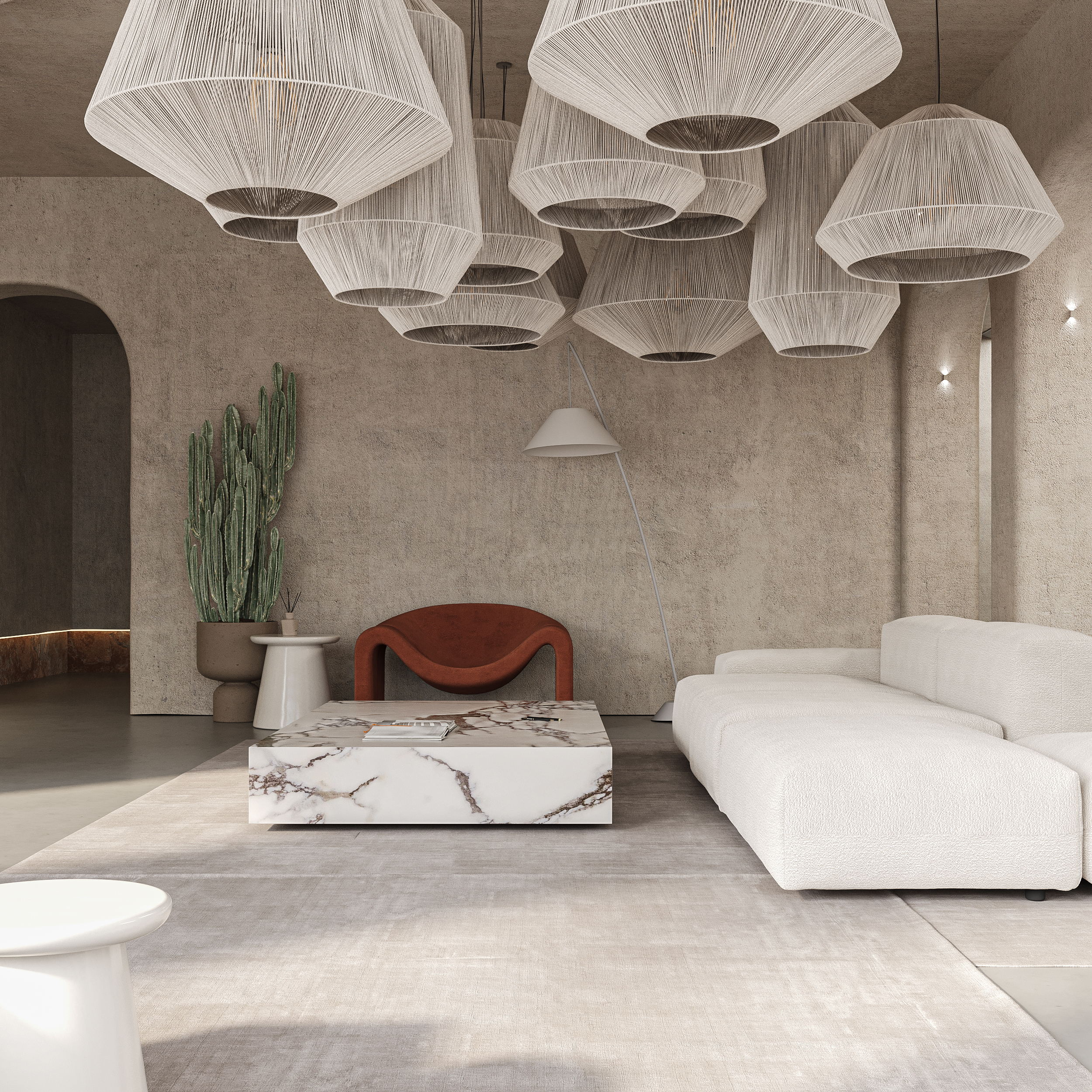 Дом в скале - интерьер кухни-гостиной-9