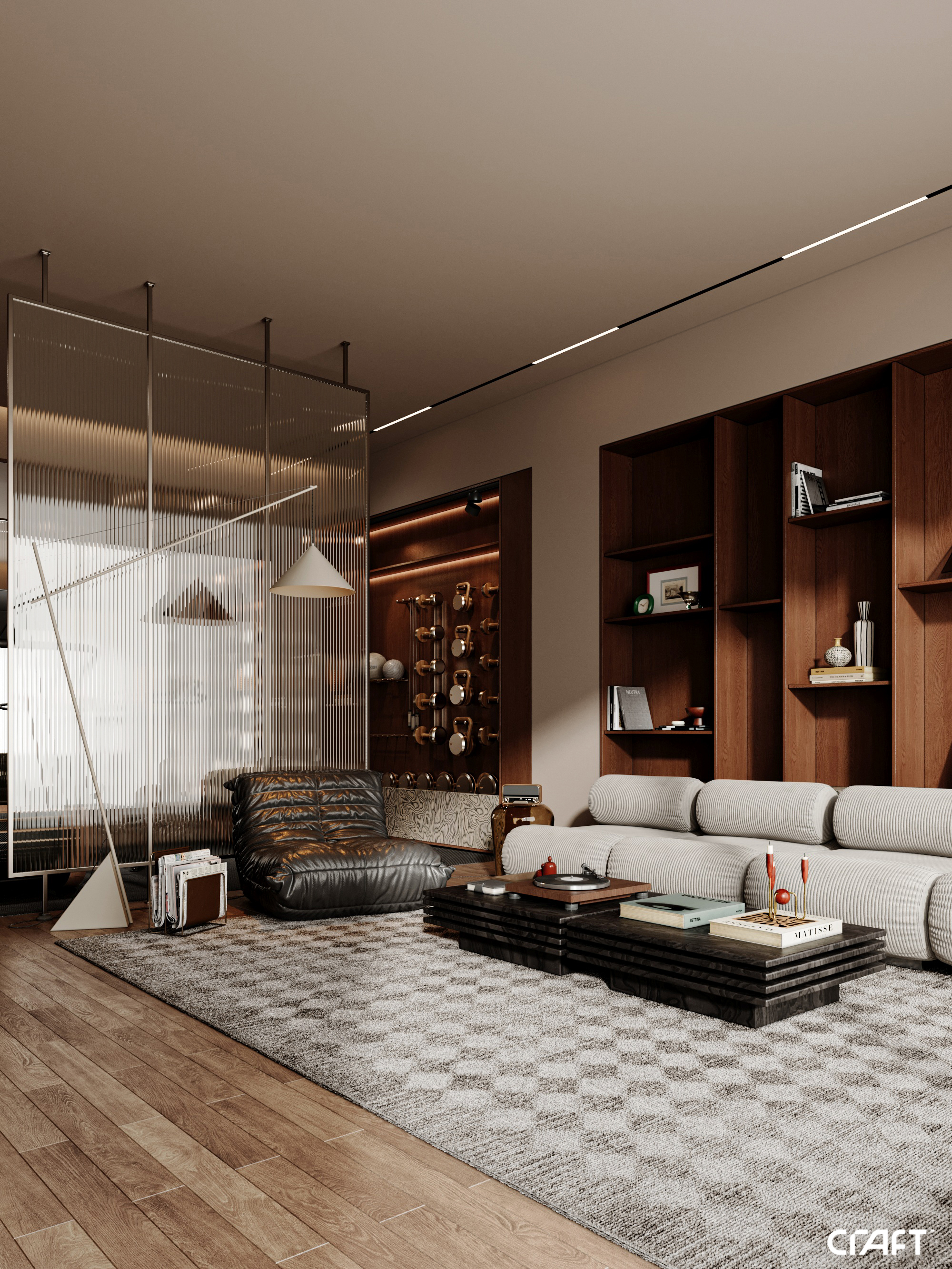 起居空间·健身房·小厨房丨沙特阿拉伯丨Square Meter Office-4