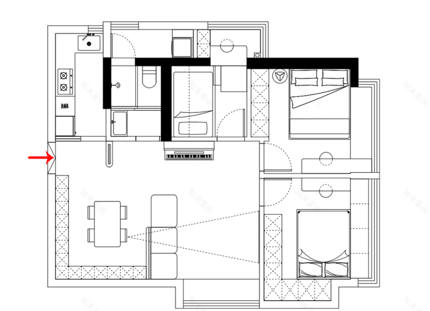 94㎡现代原木风三居室设计-3