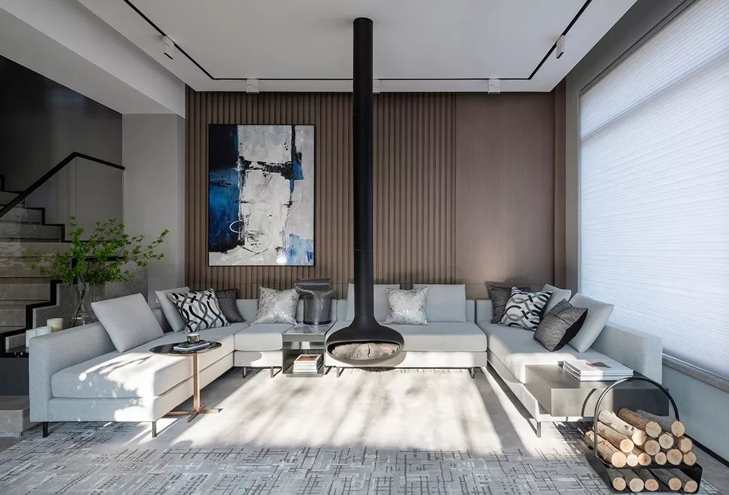 360㎡高级灰别墅 | 围炉夜话，回归本心的感动-8