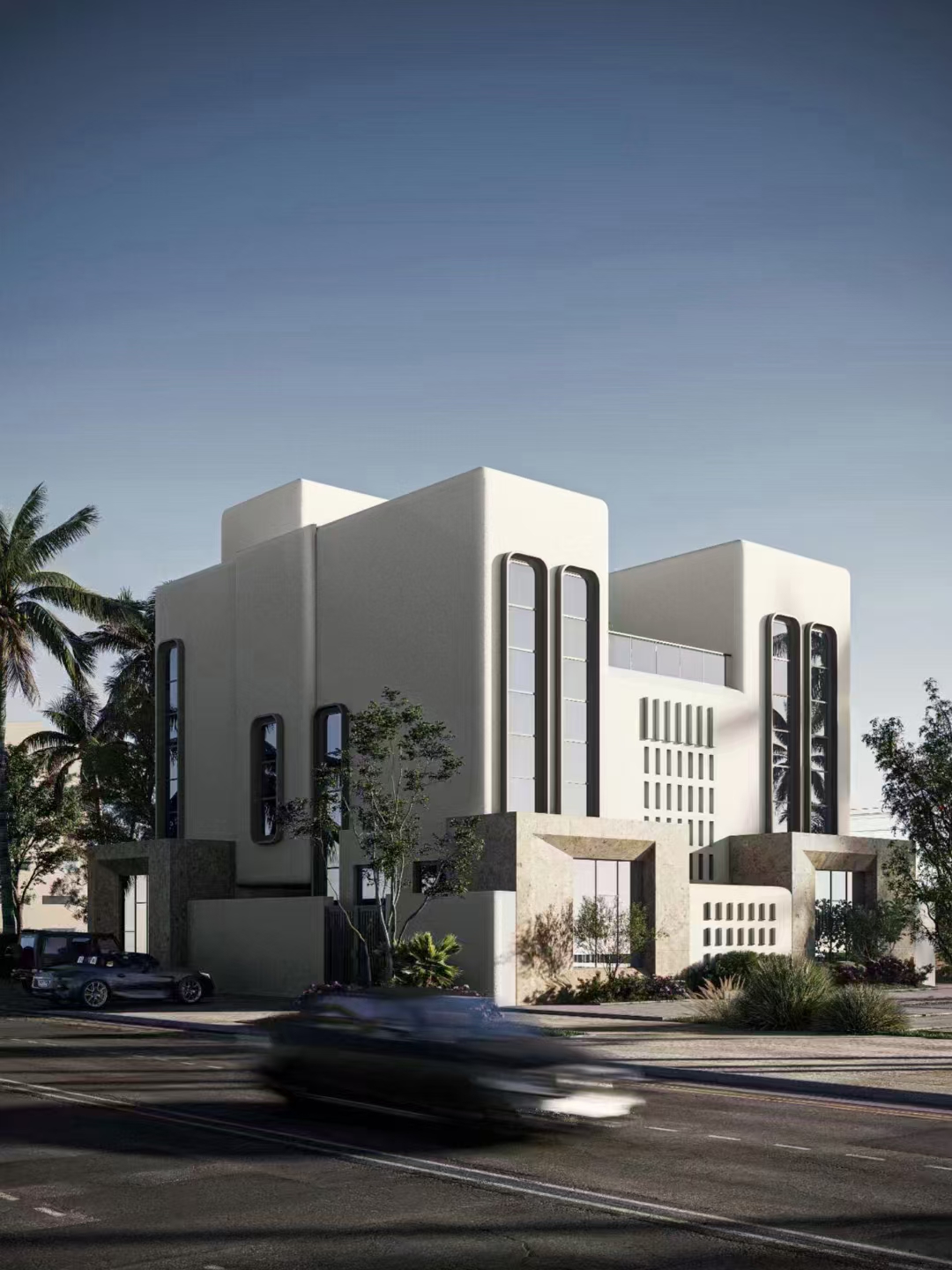 现代别墅建筑，外立面效果图-3