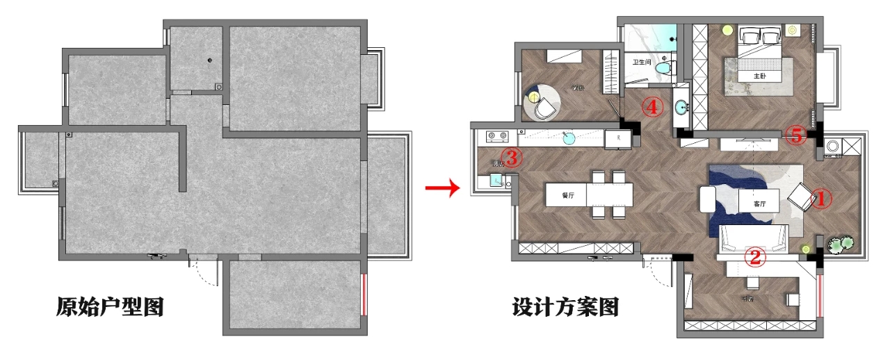 合肥翠竹苑 110㎡北欧复古风老房改造，个性配色与实用功能完美融合-11