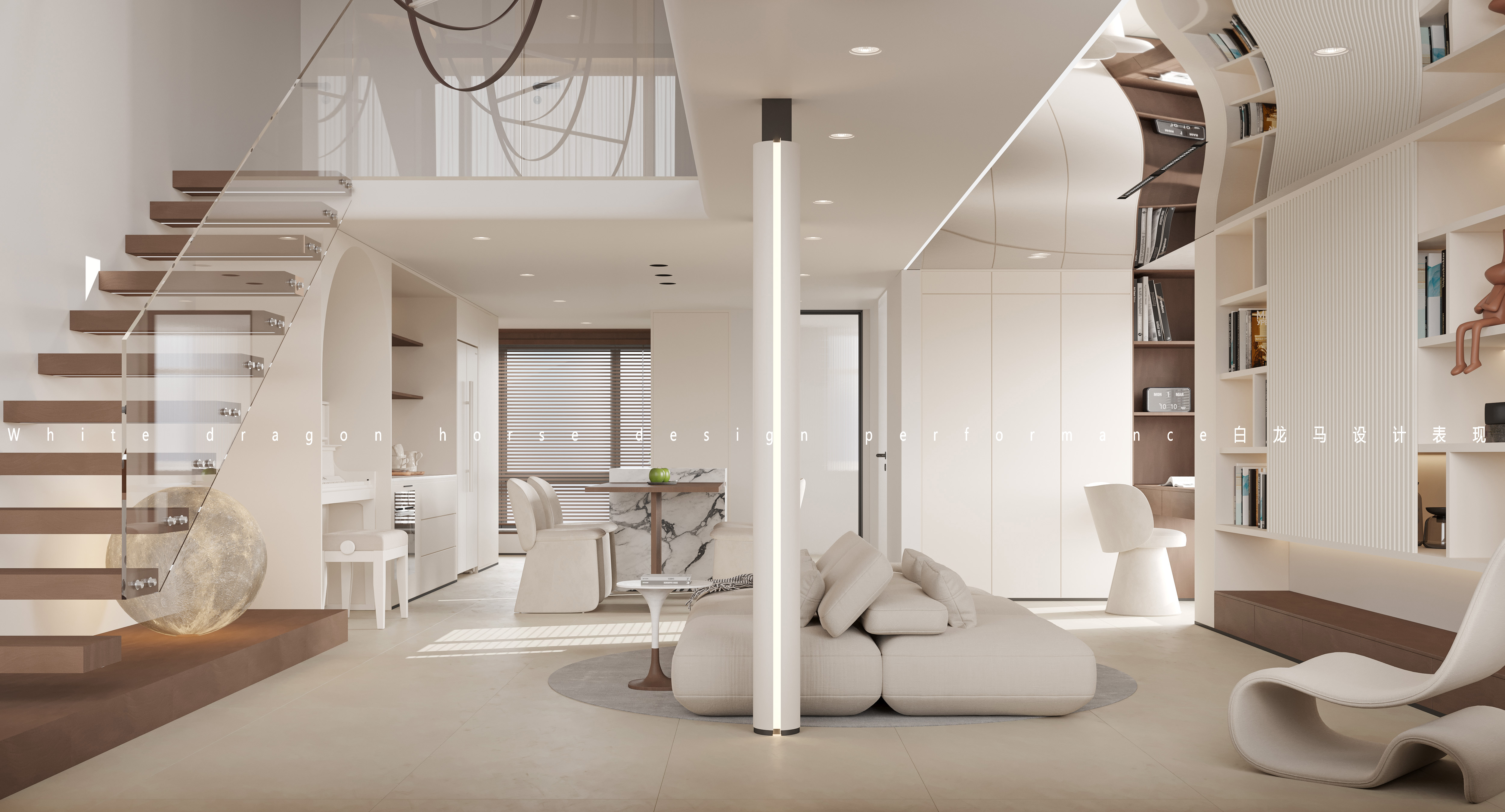 挑空别墅奶油风-5