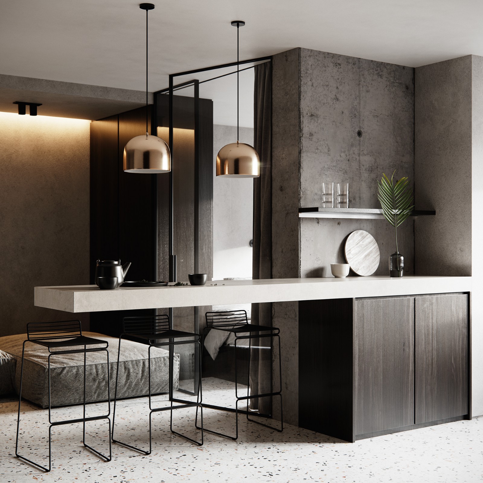 灰调极简小户型单身公寓  Bogdan Bulgakov-4