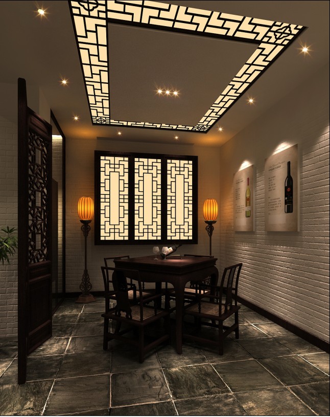 精品中式红酒铺平面图+3施工图+5效果图-1