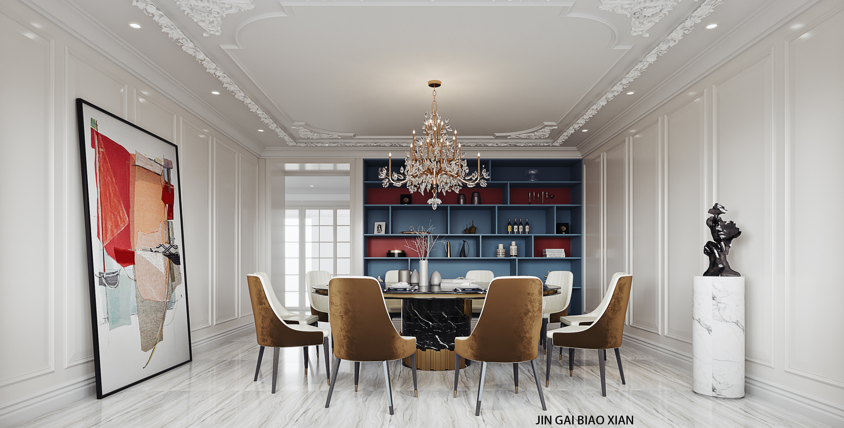 法式浪漫别墅，现代优雅与古典艺术的完美融合-19