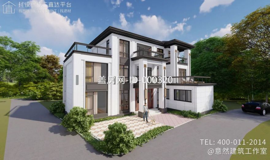 【设计师案例】土建参考造价65万,面宽18m×进深12.6m四川成都三层新中式别墅-29