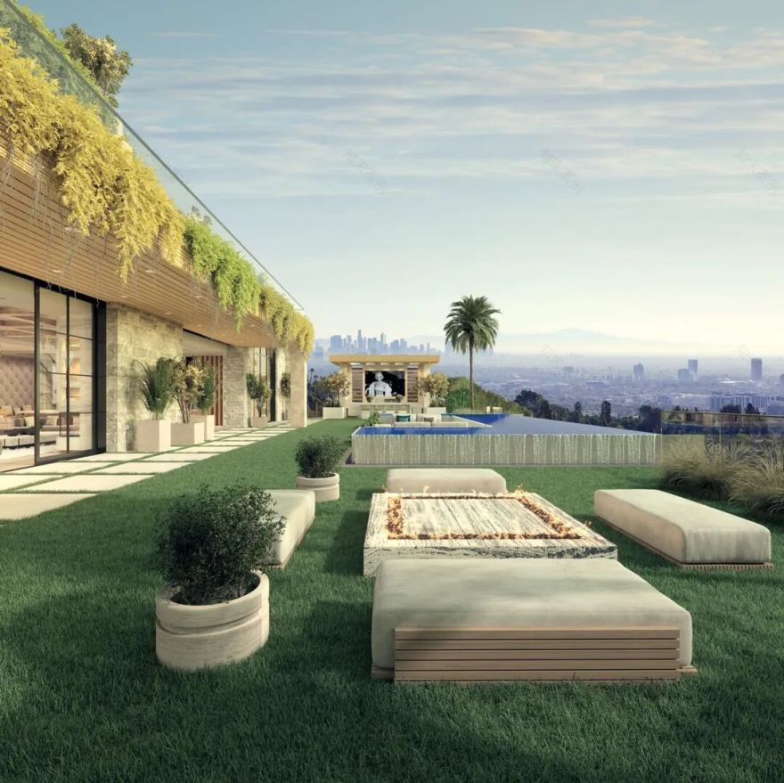 5300万美金梦幻宅邸!比佛利山庄OPAL首曝:悬浮泳池客厅颠覆豪宅认知-12