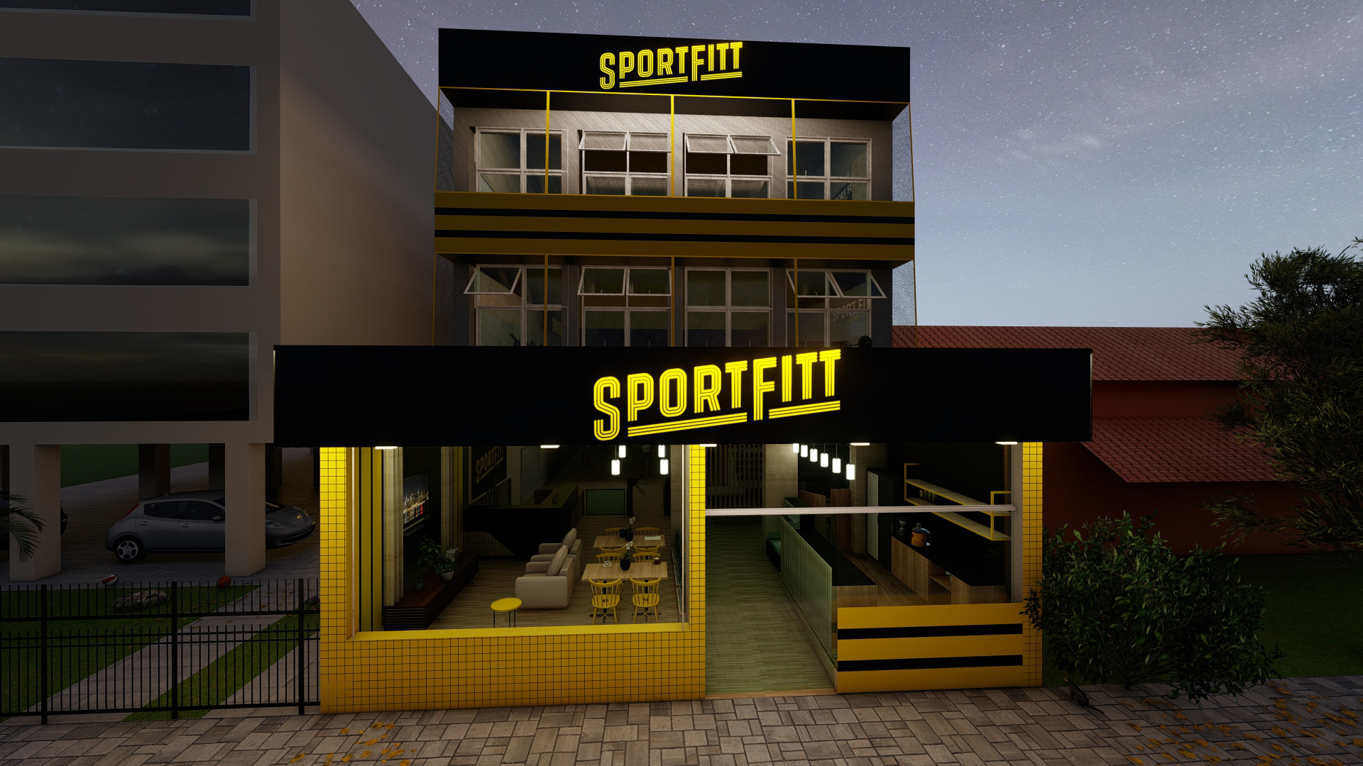 Modelagem e Render - Fachada Academia Sportfitt-5