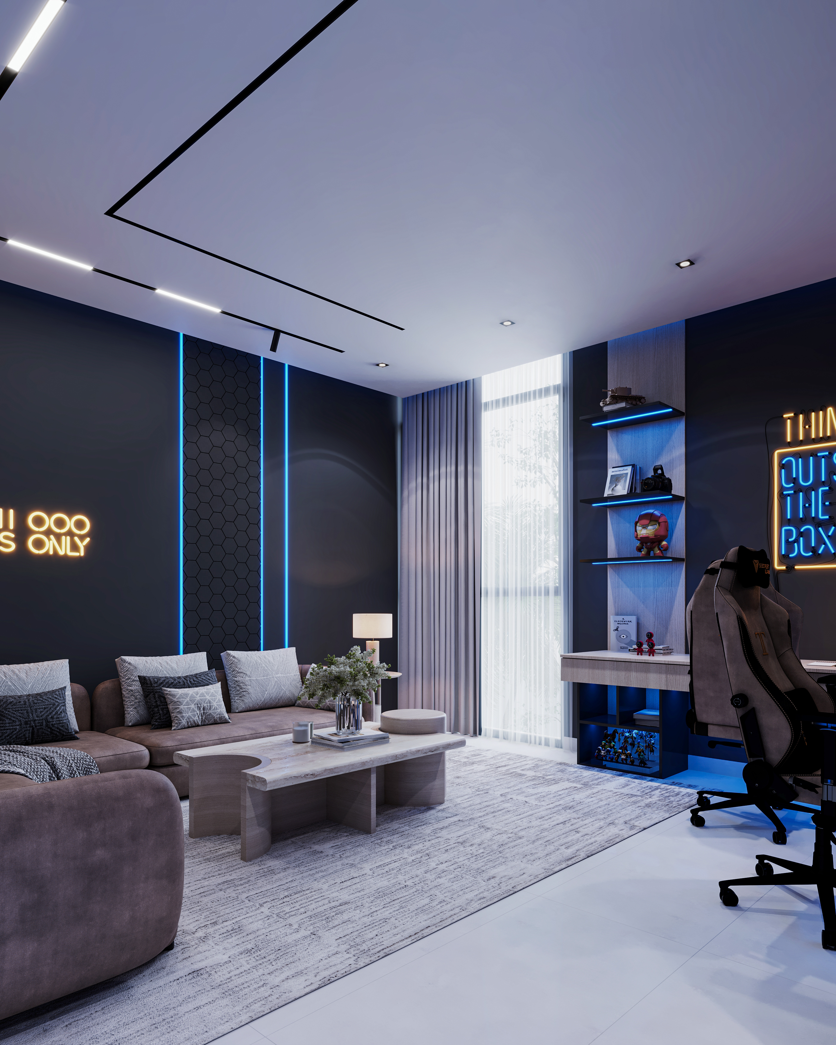 现代奢华游戏室

注：原文中Lu·ury可能是Luxury拼写错误，按照奢华来进行翻译 丨阿联酋迪拜丨Archpix Engineering Consultants-9