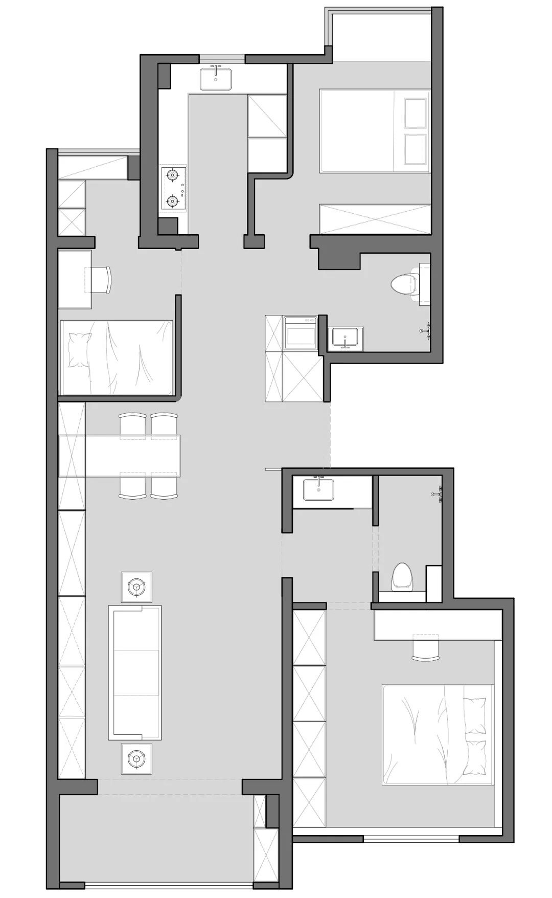 83㎡两室变三室,超强收纳实现三代同堂舒适居住丨中国北京丨里白设计-11