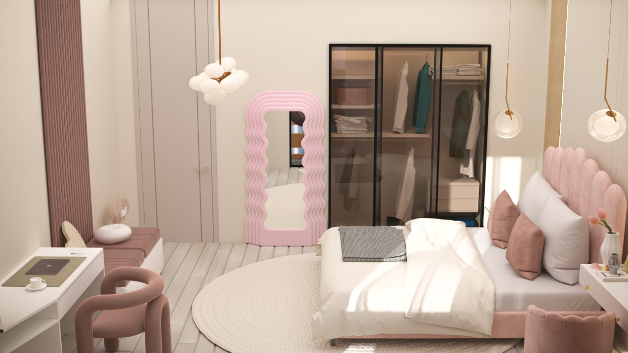 Pink Bedroom Modeling-2
