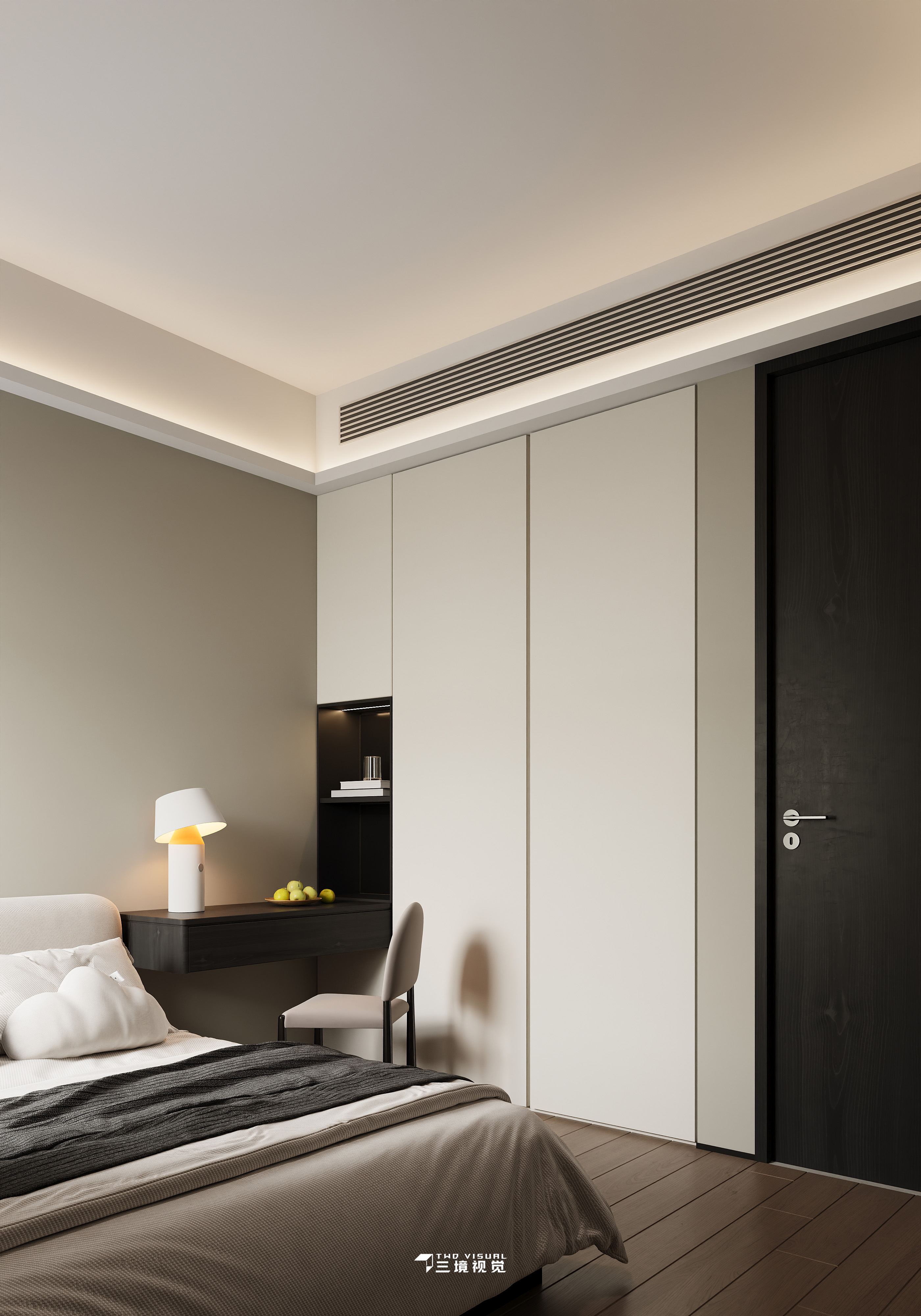 住宅-现代风客厅卧室设计-23