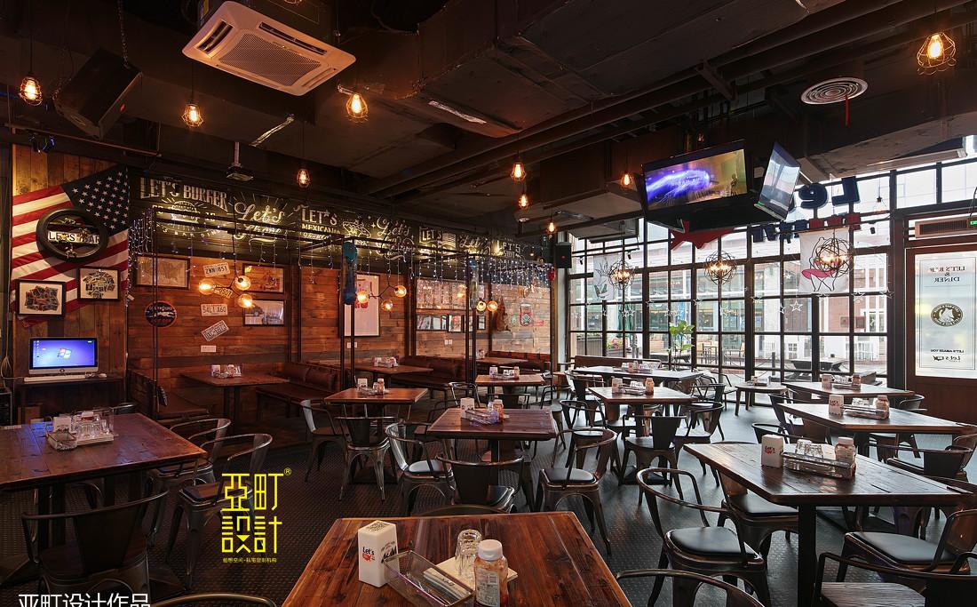 长沙美式餐吧设计 | 通透玻璃窗格,投影映射品牌形象-24