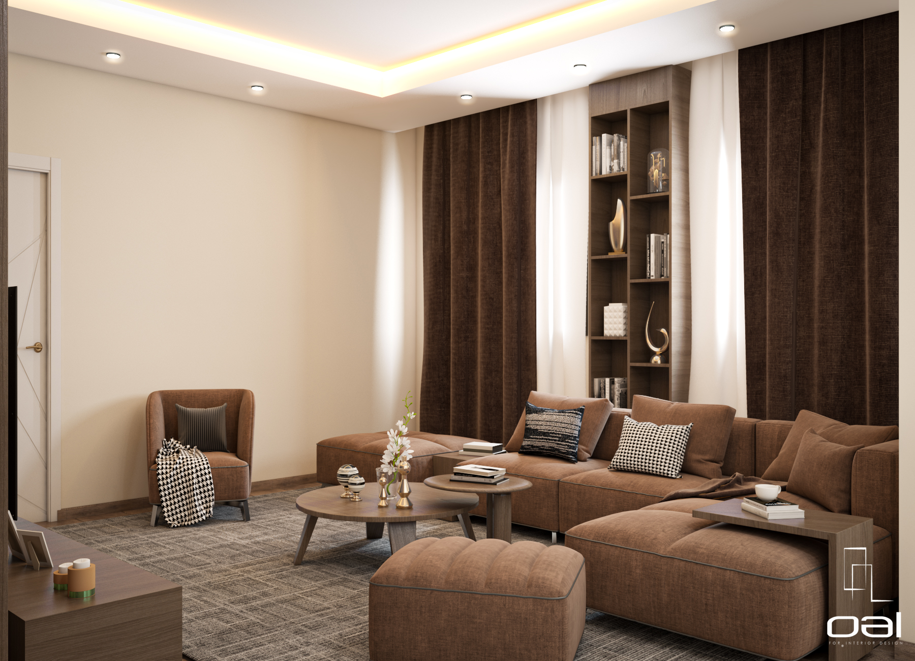 简约客厅带小厨房和吧台设计丨埃及丨OMNIA NASR AL SHAER-9