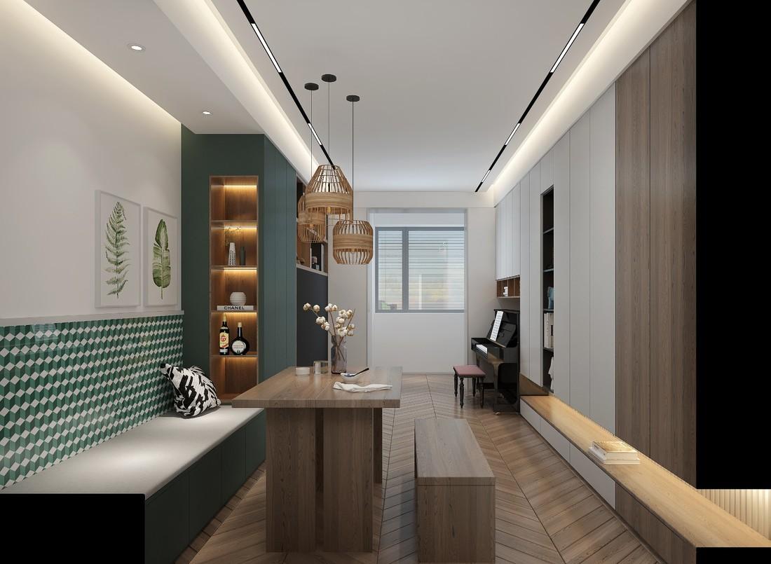 56 平小户变三室两厅,复古绿撞色打造视觉盛宴-13