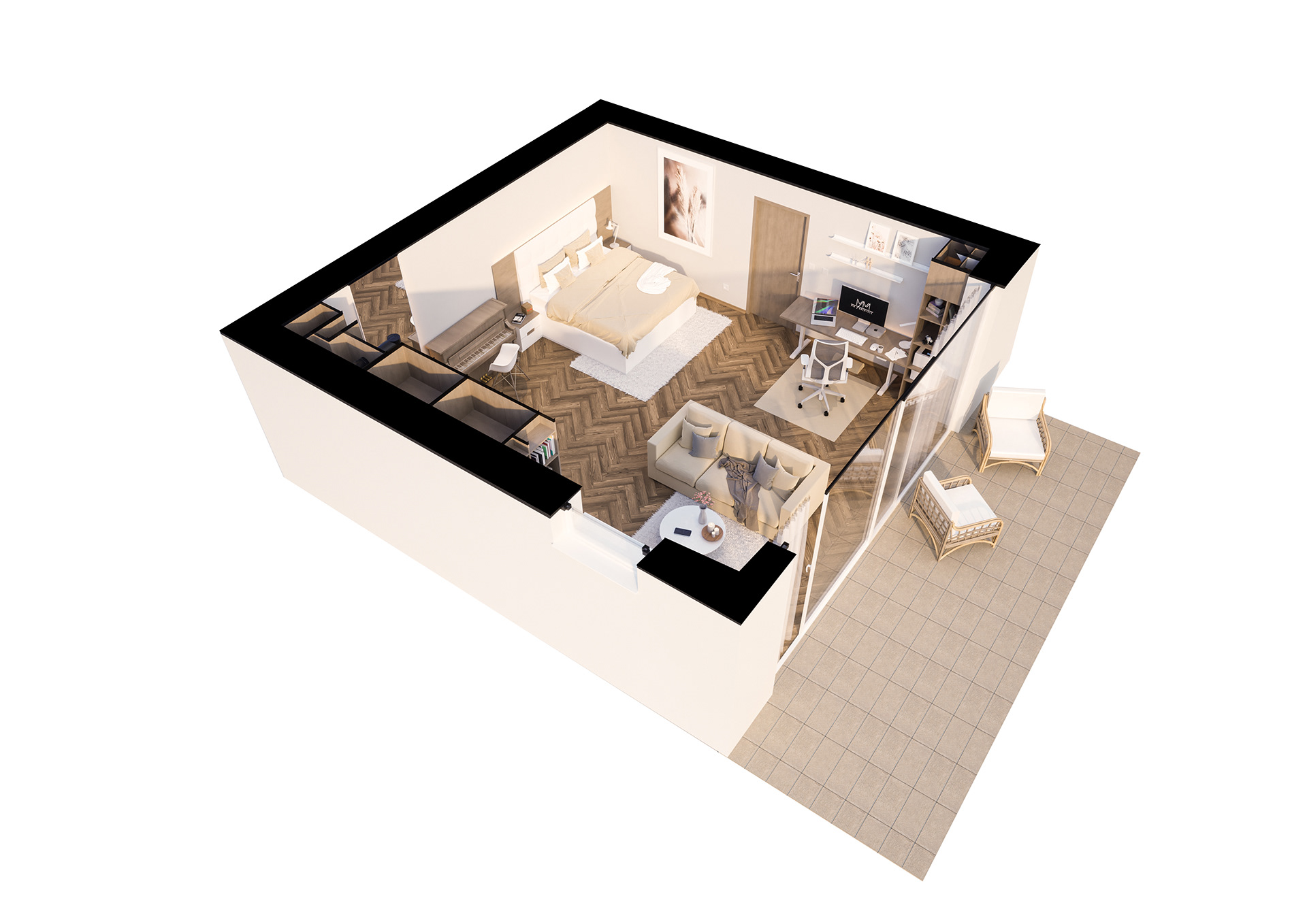 宁静卧室与办公室-13