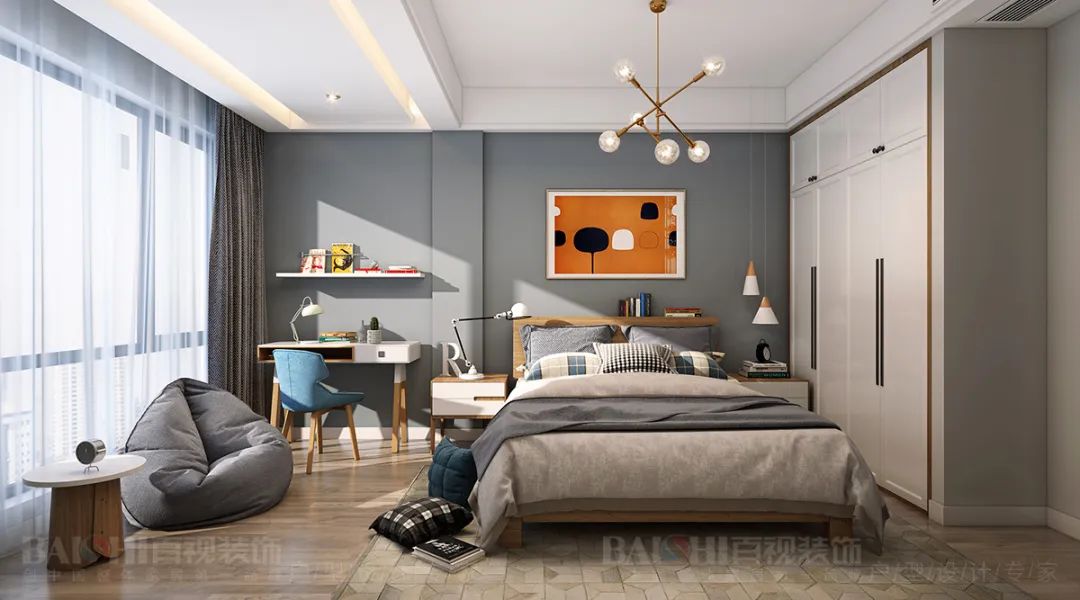 芜湖百视装饰·金域蓝湾北欧风设计案例-38