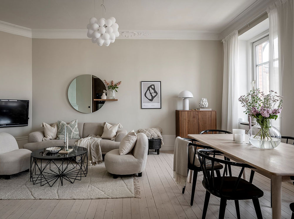 瑞典哥德堡优雅公寓 | 木质厨房与柔和色彩的完美结合-9