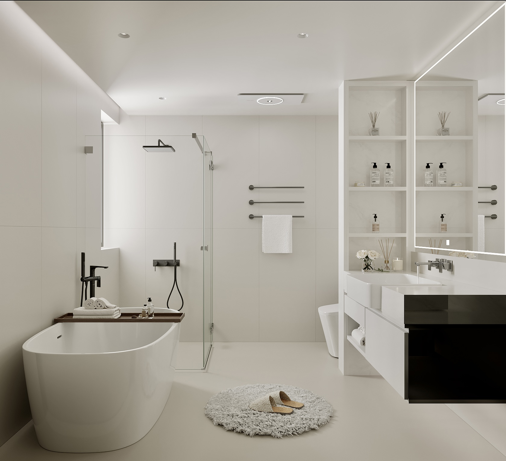 现代极简白大平层-8