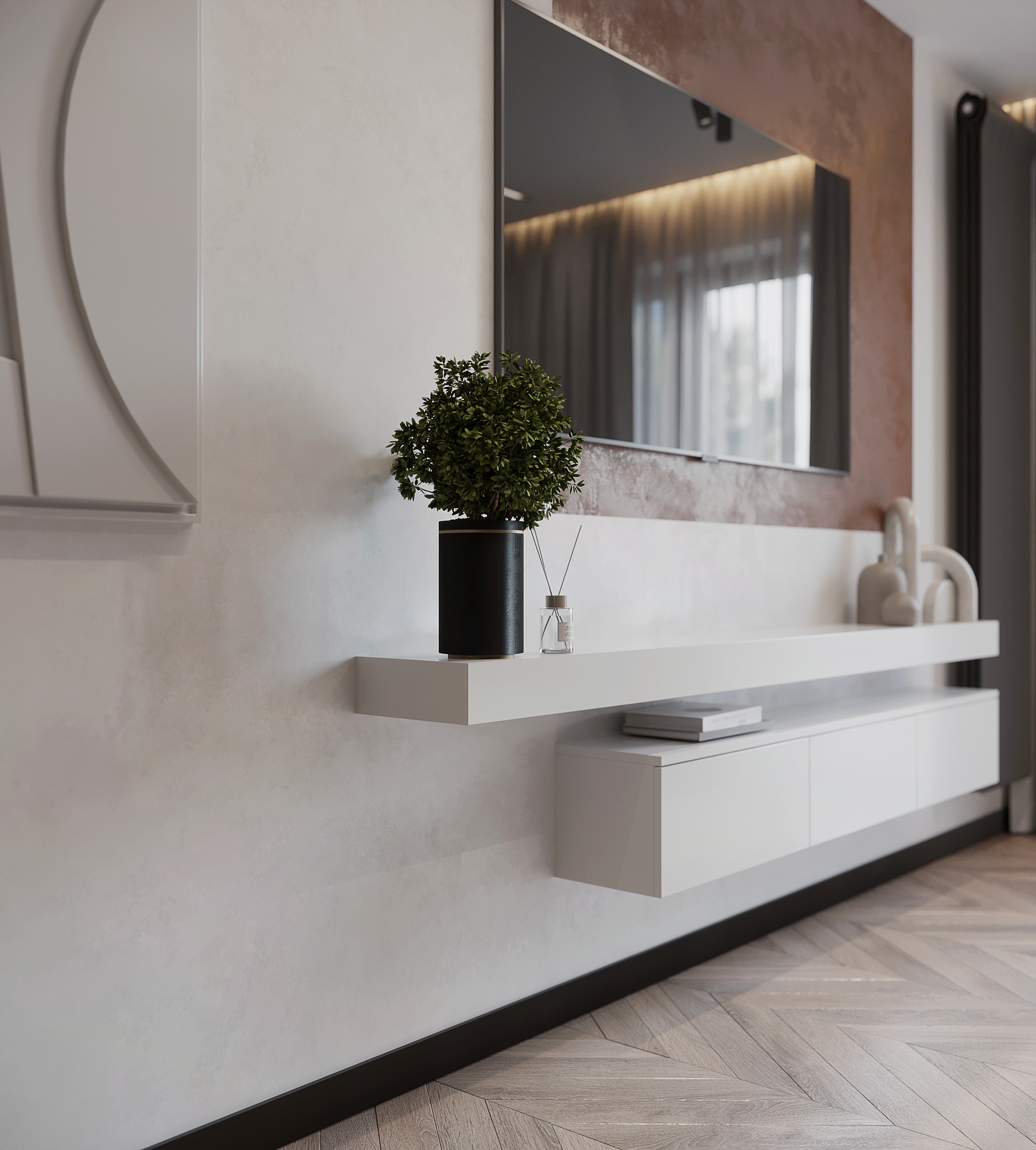 Bedroom with bathroom. Minimalist and comfortable.-6